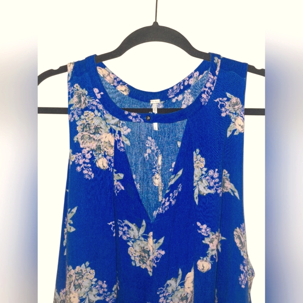 Free People Women's Vivid Blue Tree Swing Dress Mini Dress Tunic Size Large - Picture 7 of 8